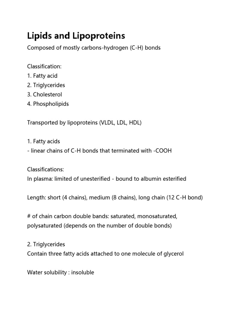Lipids and Lipoproteins | PDF | Lipoprotein | Cholesterol