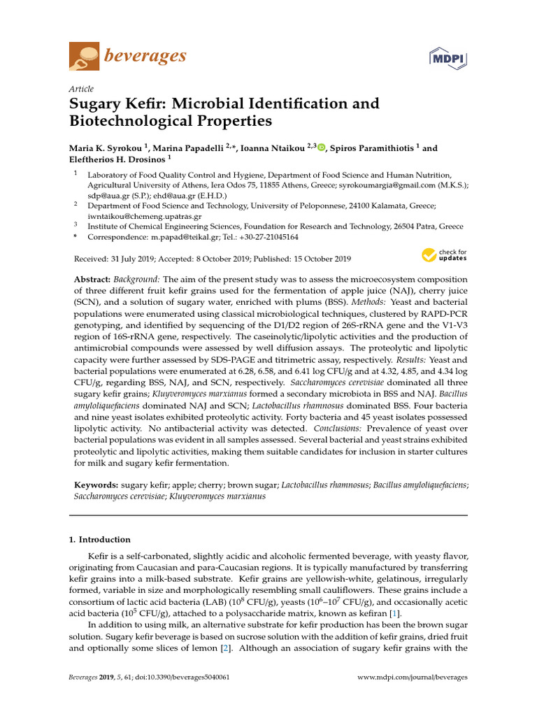 Microbial Analysis of Sugary Kefir Grains | PDF | Gel Electrophoresis ...
