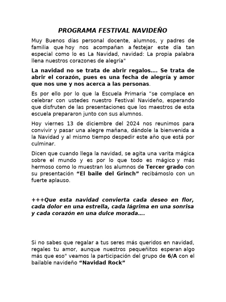 Festival Navideño en Escuela Primaria | PDF | Navidad | Amor