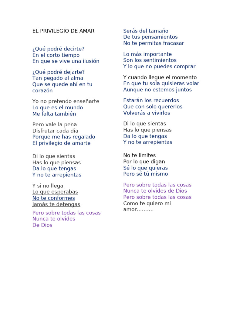 El Privilegio de Amar | PDF