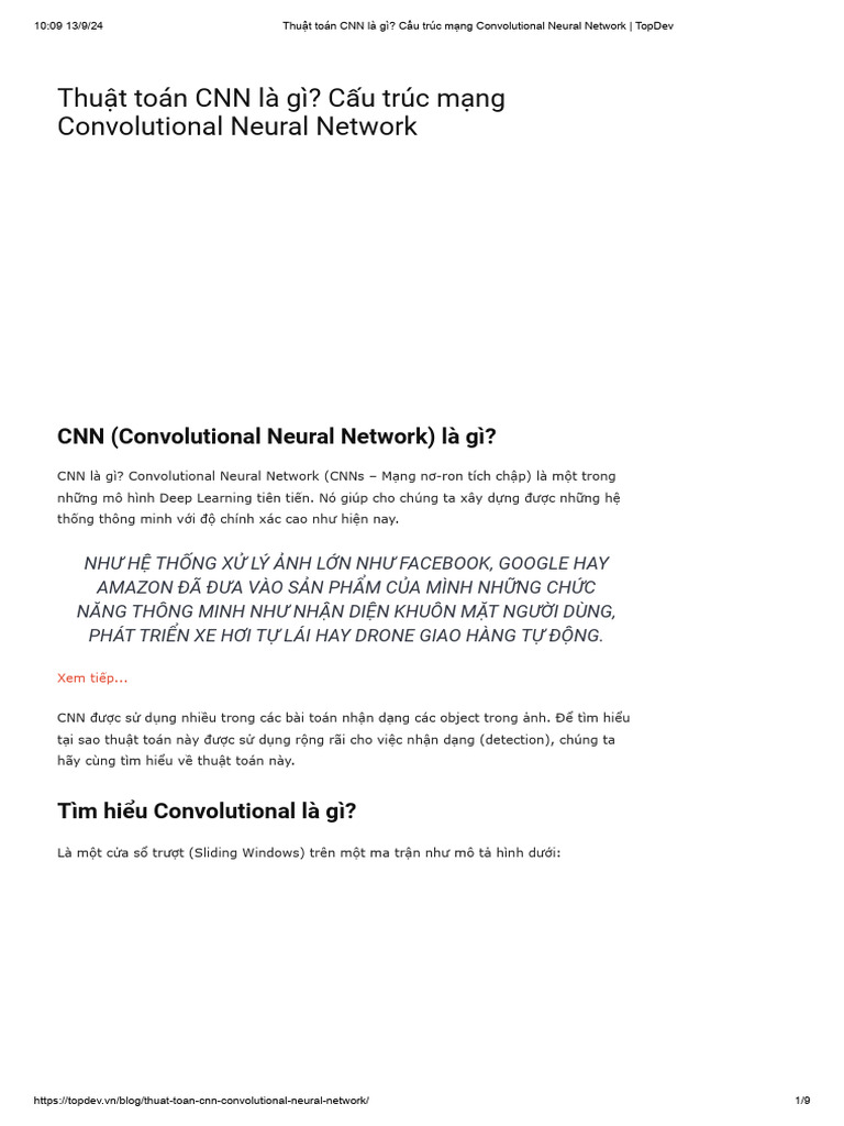 Thuật toán CNN là gì - Cấu trúc mạng Convolutional Neural Network | PDF