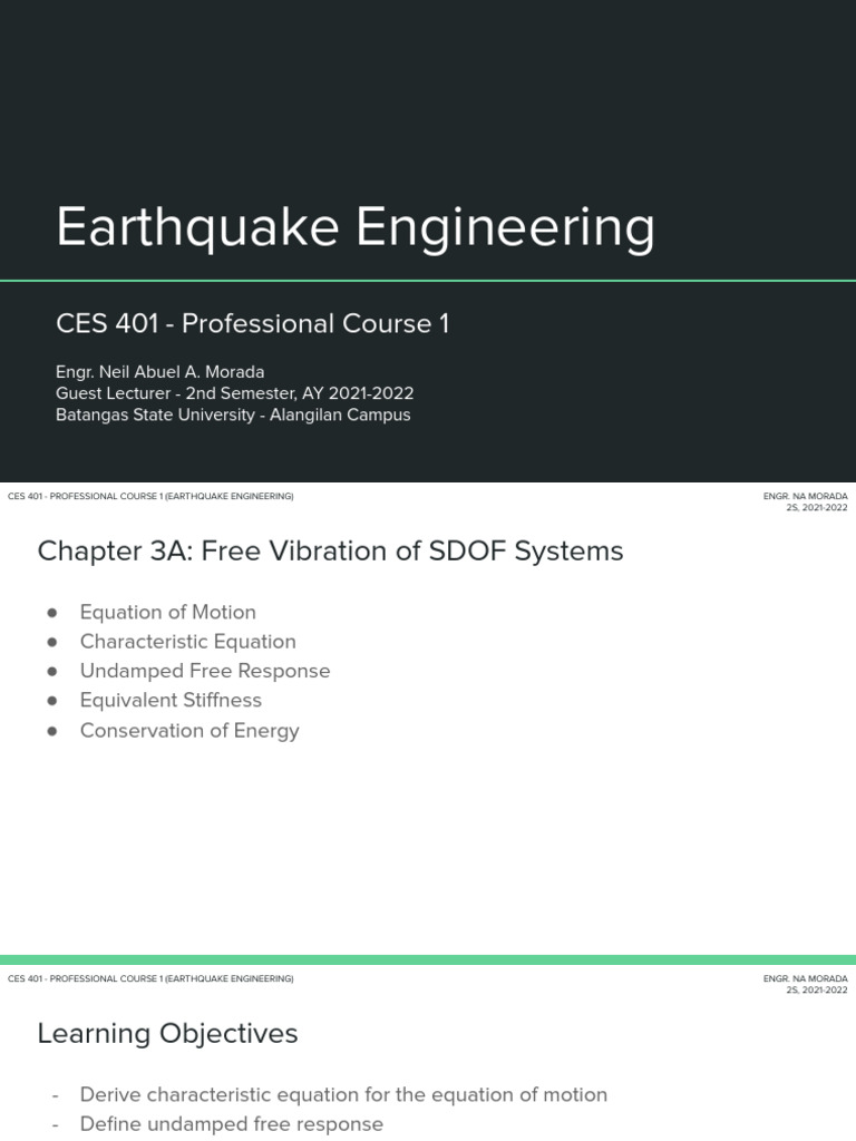 Module 5.1 Free Vibration of SDOF | PDF | Oscillation | Trigonometric ...