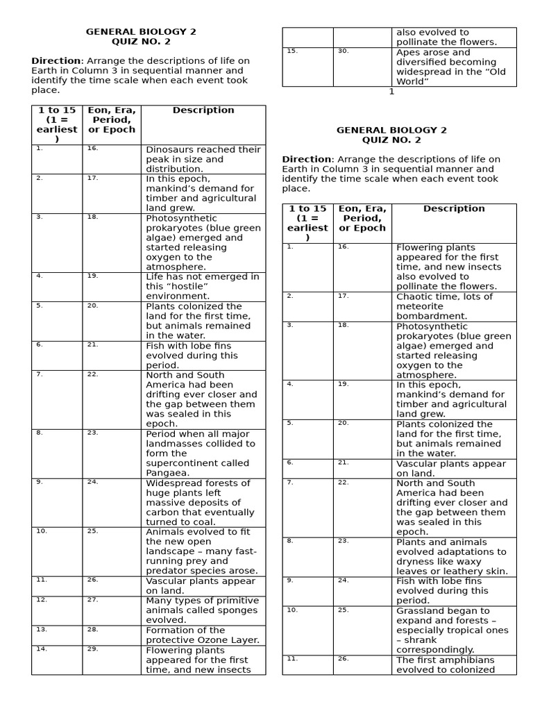 3.2. Quiz - Geologic Time Scale | PDF | Plants | Biology