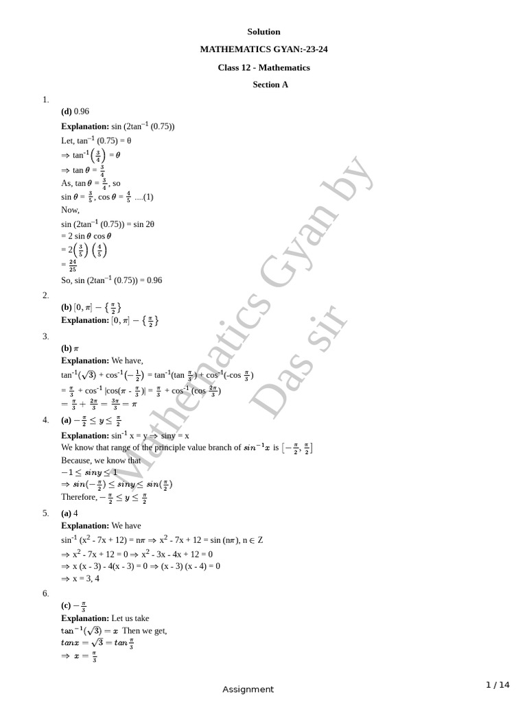 solution-1099747 | PDF | Function (Mathematics) | Trigonometric Functions