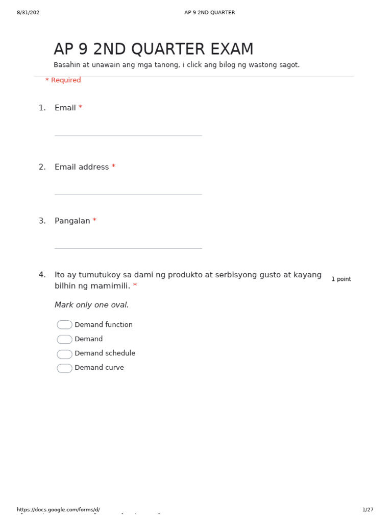 AP 9 2nd Quarter Exam | PDF