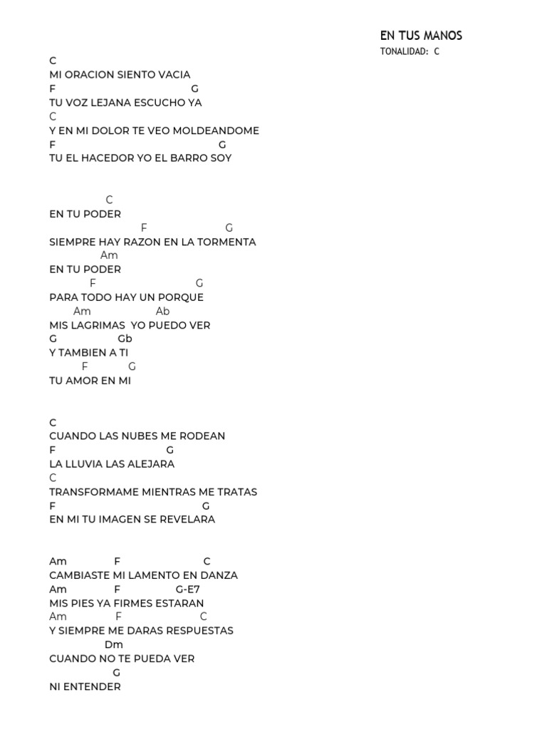 Letra de Canción: En Tu Poder | PDF