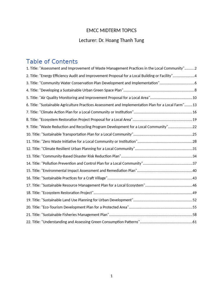 EMCC_midterm2_missions | PDF | Energy Conservation | Ecological Restoration