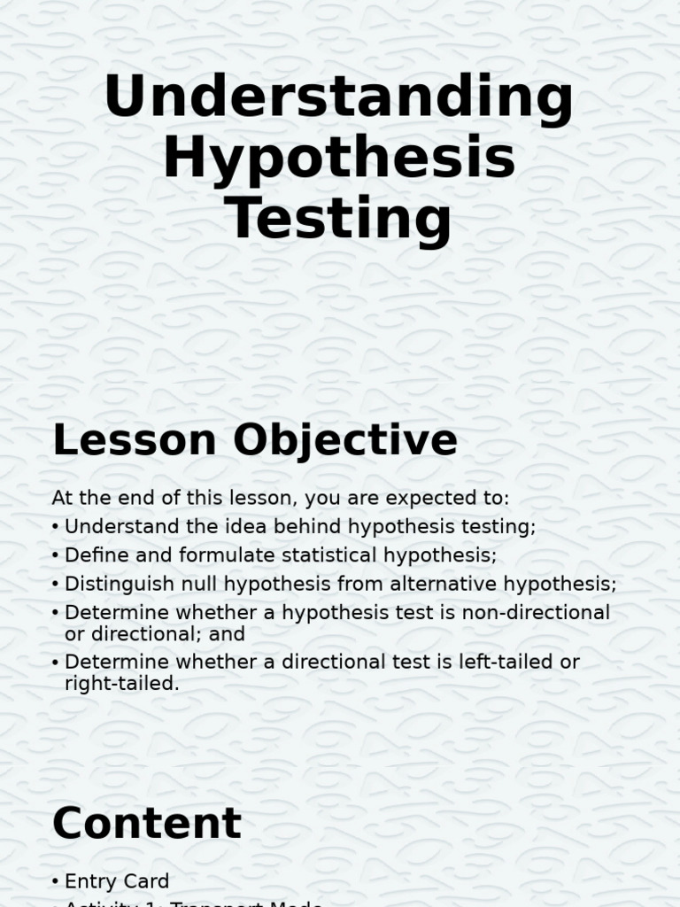 ppt12. Understanding Hypothesis Testing | PDF | Hypothesis | Null ...