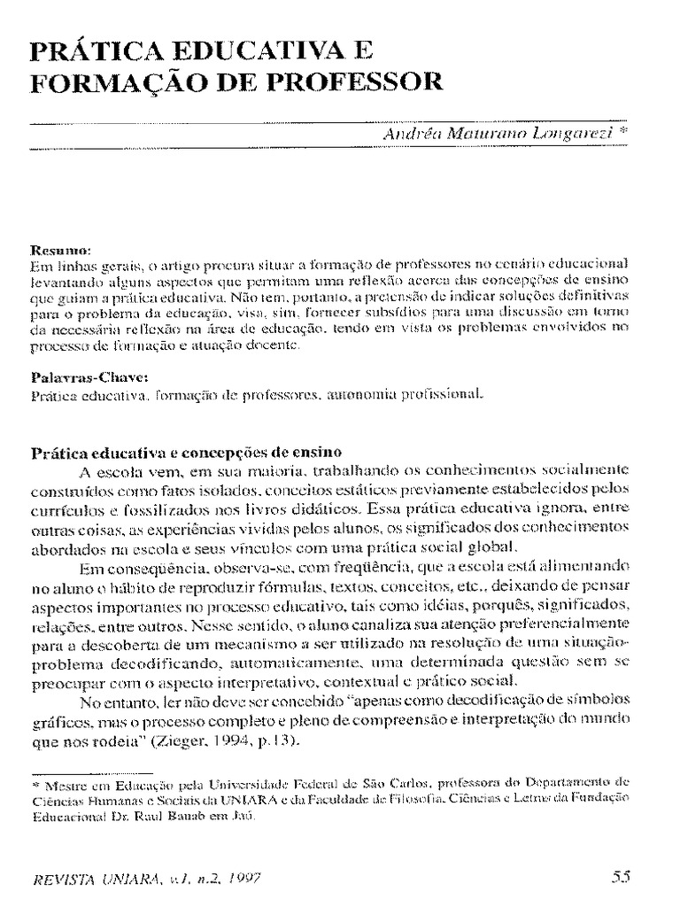Formação e Prática Educativa de Professores | PDF | Pedagogia | Cognição