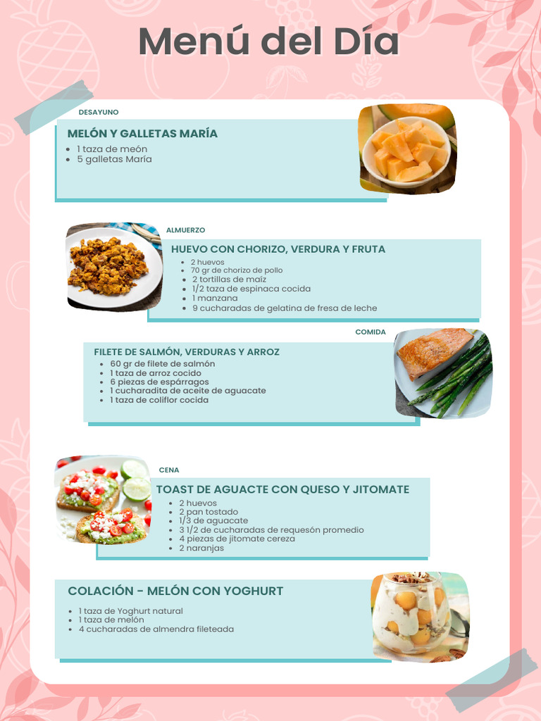 Menú Saludable Diario | PDF | Cocina occidental | Cocina