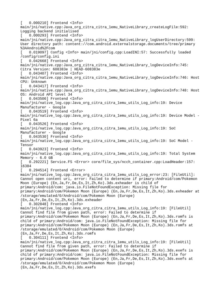 Citra Log: File Not Found Errors | PDF | Mobile Computers | Software