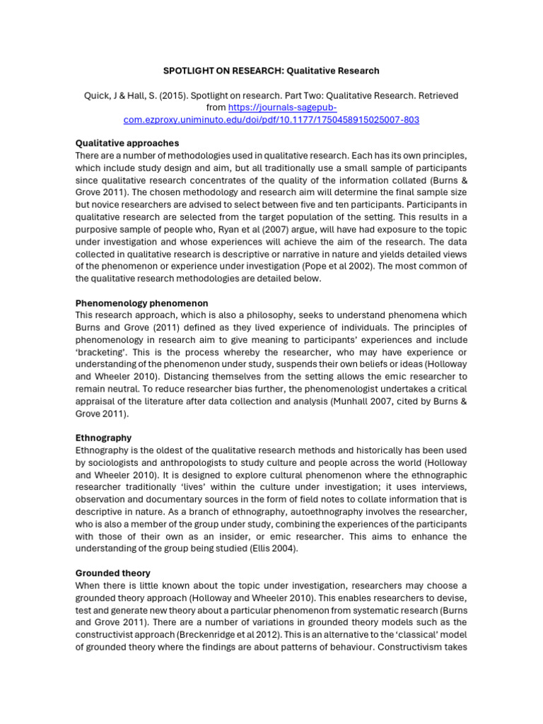Qualitative Research Methodologies Explained | PDF | Qualitative ...