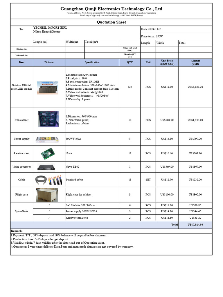 P10 Outdoor LED Video Wall Quotation | PDF | Video | Personal Computers