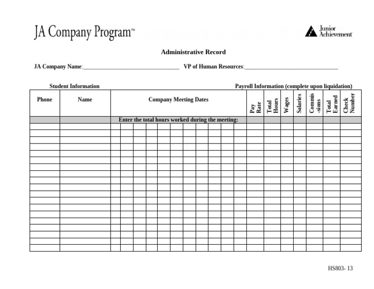 Administrative Payroll Record Template | PDF