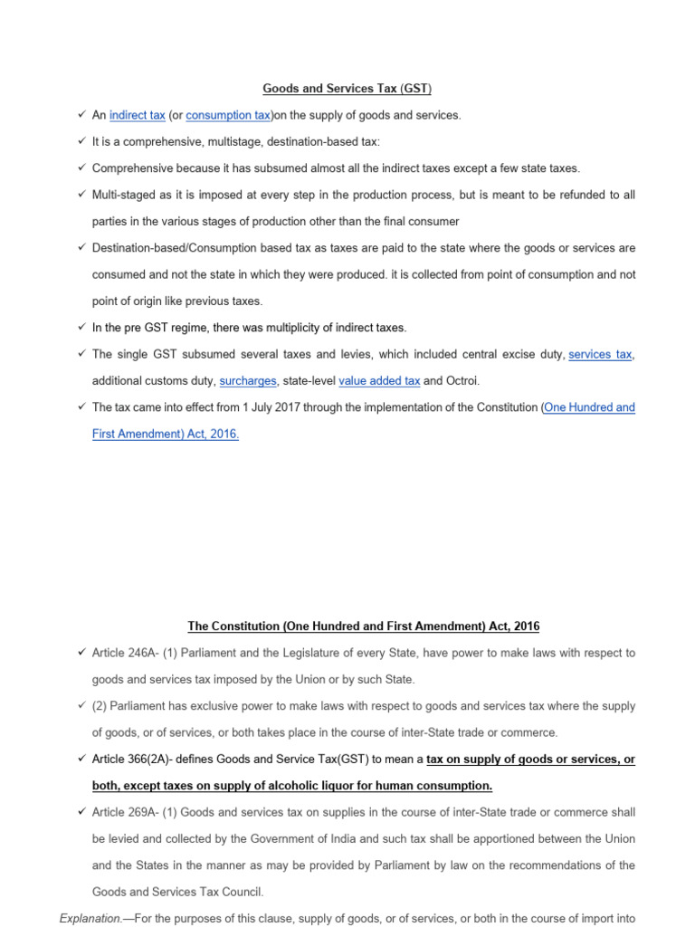 Overview of India's Goods and Services Tax | PDF | Taxes | Value Added Tax