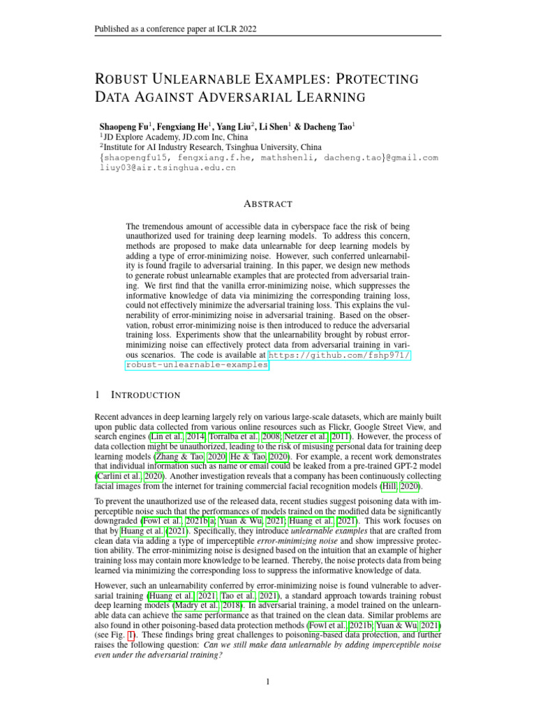 Robust Unlearnable Examples in ML | PDF | Machine Learning ...