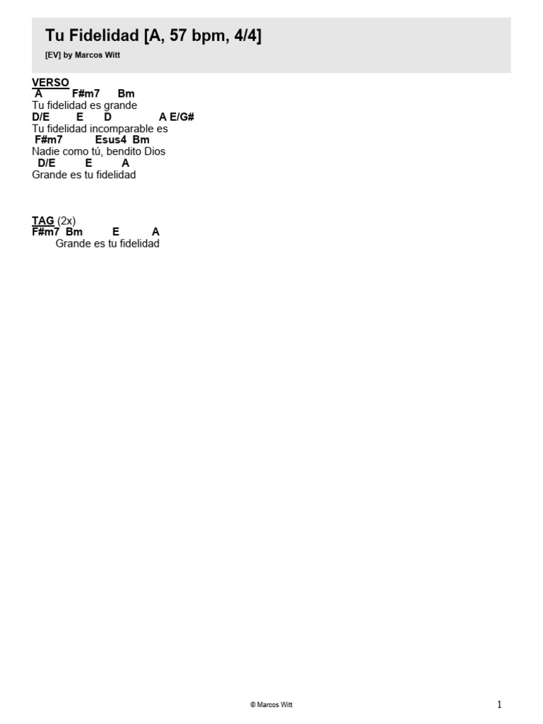 Tu Fidelidad (A) - Marcos Witt | PDF