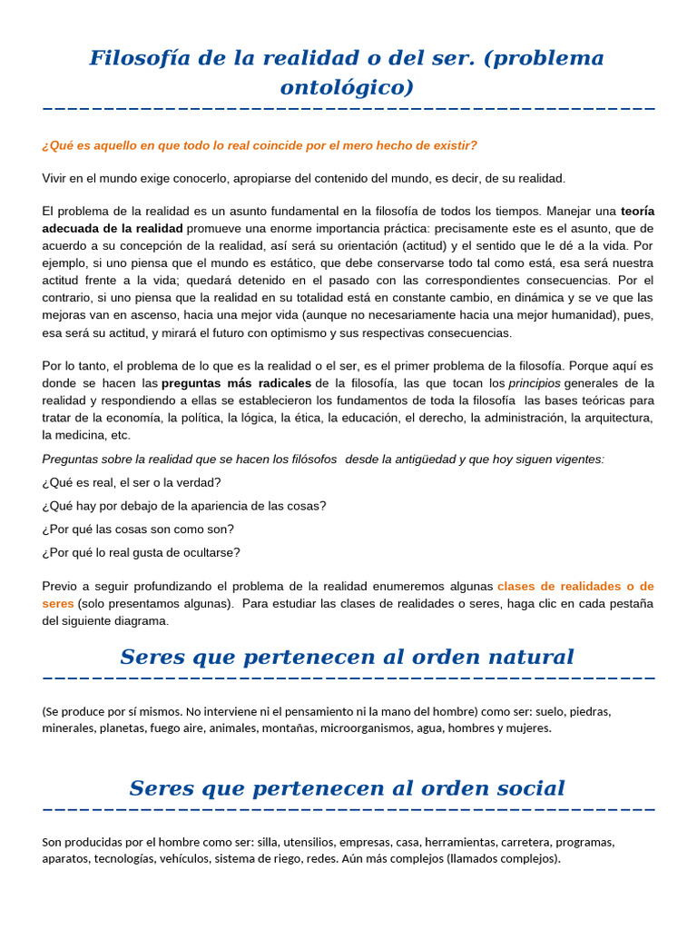 Filosofía de la Realidad y el Ser | PDF | Realidad | Esencia