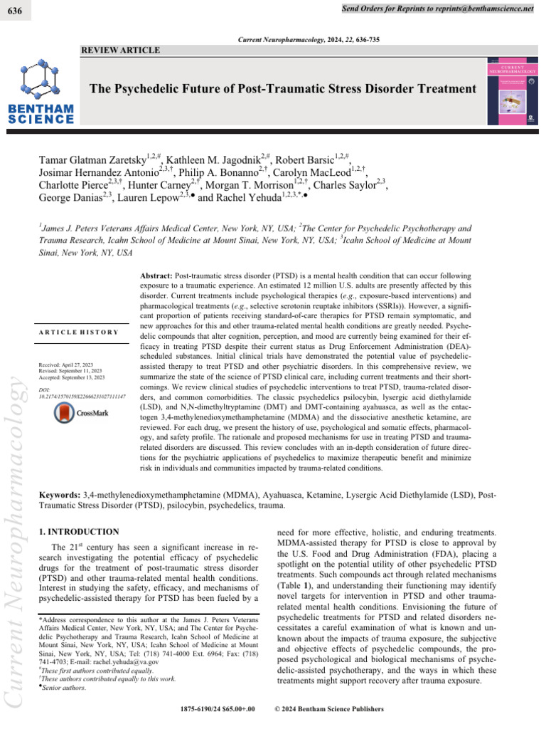 The Psychedelic Future of PTSD Treatment | PDF | Psychological Trauma ...