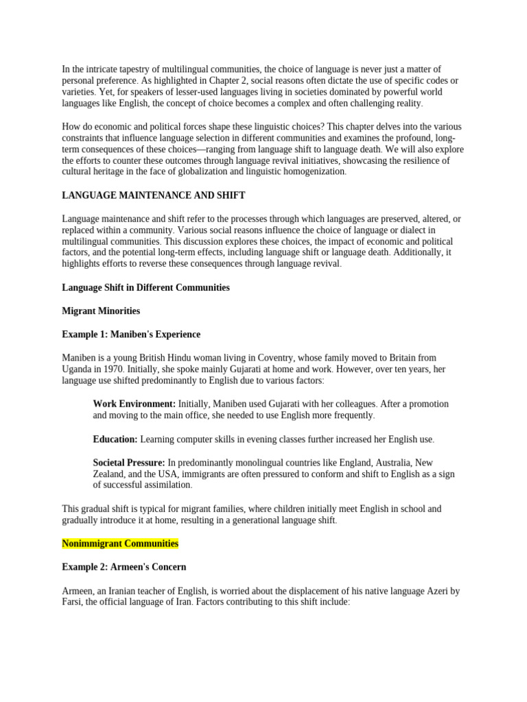 Language Shift: Causes and Consequences | PDF | Multilingualism ...