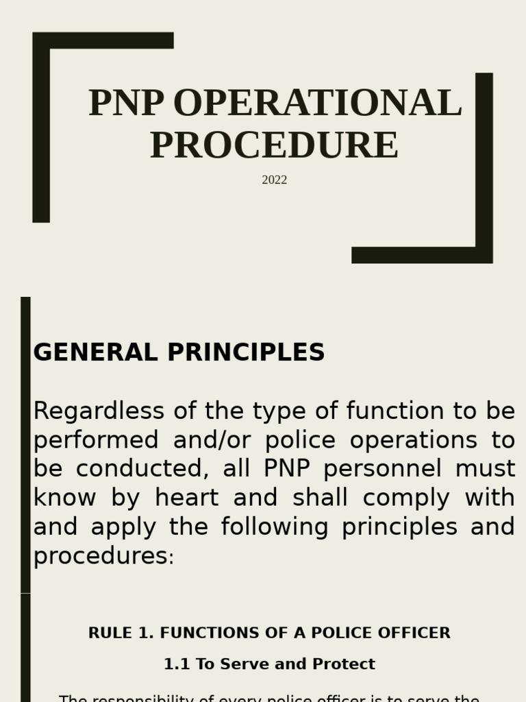 PNP Operational Procedures Overview | PDF | Search Warrant | Use Of Force