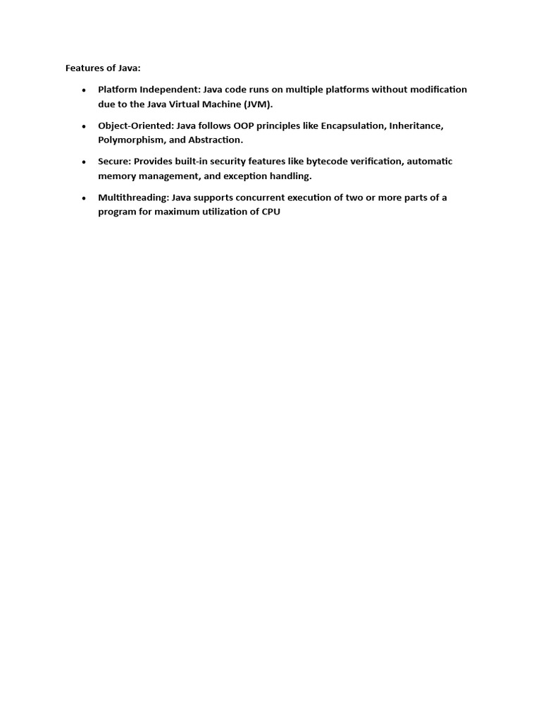 Feature of Java | PDF