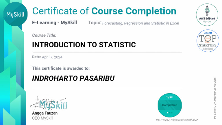 Excel Forecasting & Statistics Course Completion | PDF
