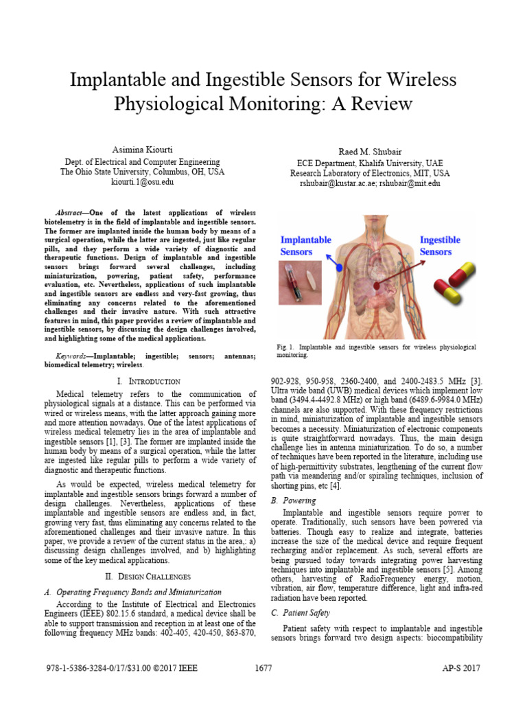 Implantable and Ingestible Sensors For Wireless A Review | PDF | Ultra ...