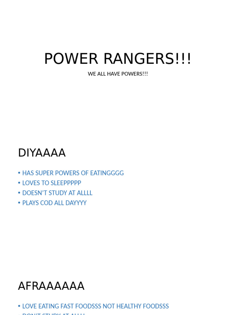 Power Rangers: Fun Character Traits | PDF