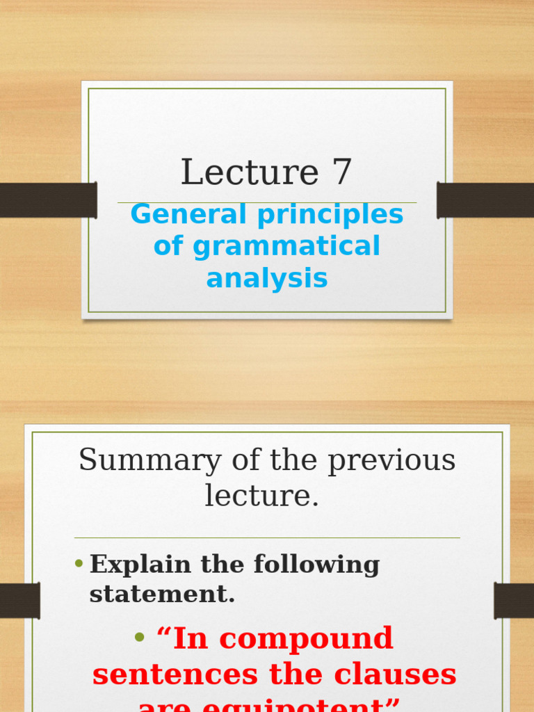 Grammatical Analysis Principles Explained | PDF | Semantics | Linguistics