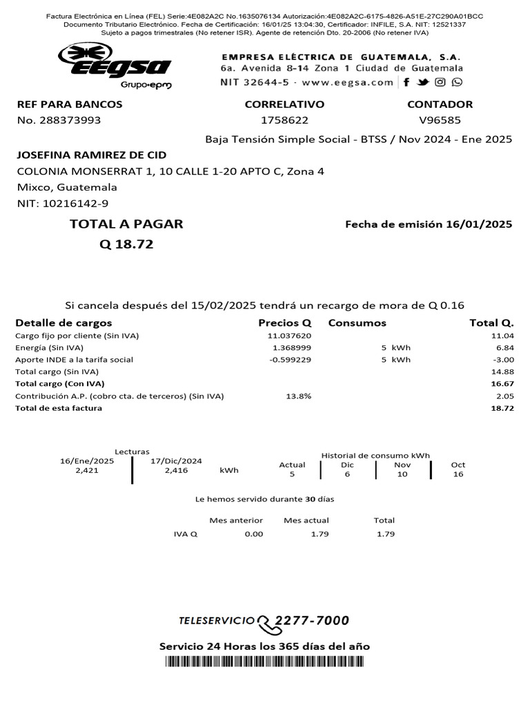 Factura Electrónica de Energía - Enero 2025 | PDF | Pagos | Servicios ...