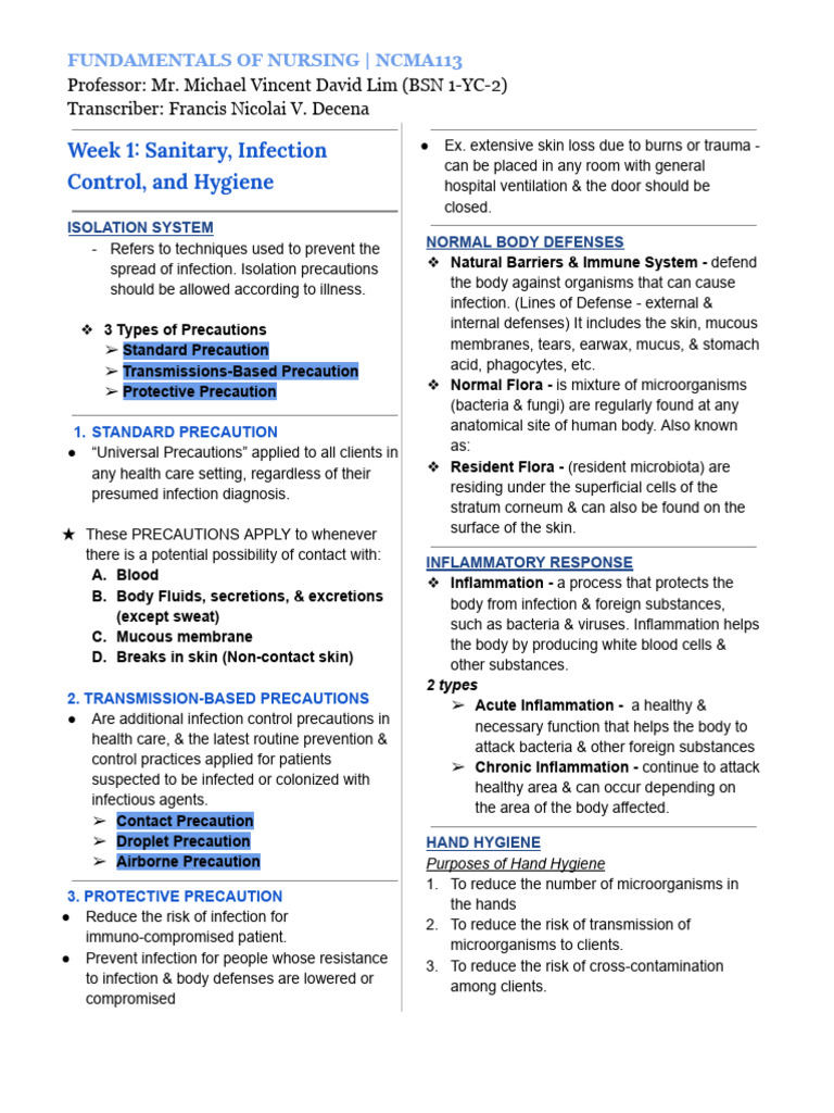 Nursing Fundamentals: Infection Control & Meds | PDF | Infection | Waste