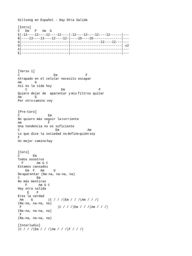Hillsong: Hay Otra Salida - Letra y Acordes | PDF