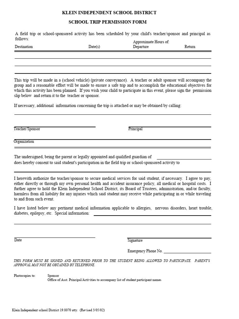 School+Trip+Permission+Form+(1) | PDF