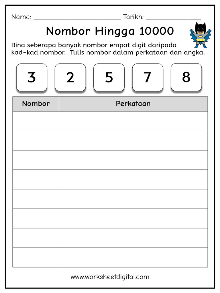 Nombor Hingga 10000 1 Xjxbli | PDF