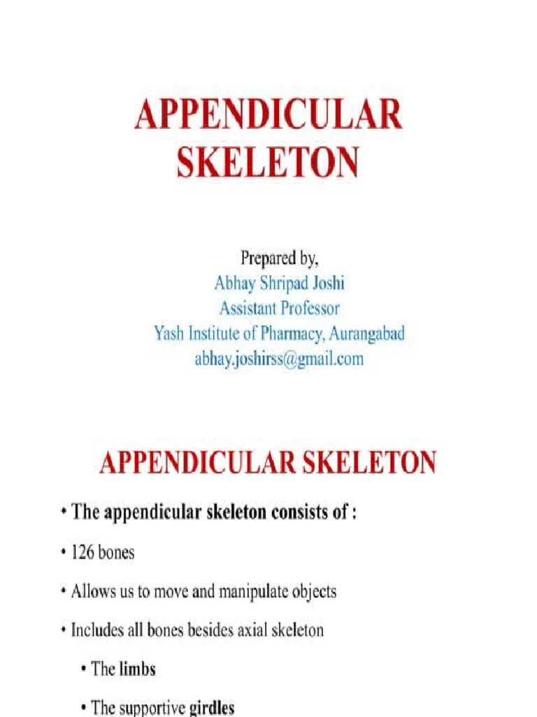 Appendicular Skeleton | PDF