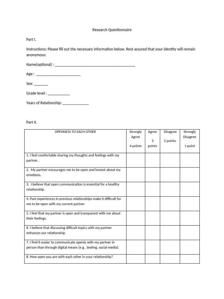Research Questionnaire | PDF | Human Communication | Communication