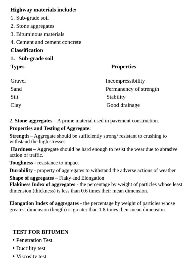 Highway Materials and Their Properties | PDF