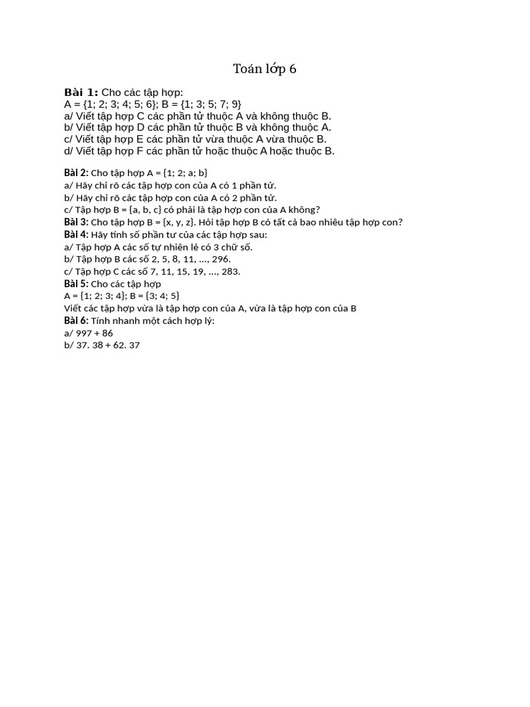Toán L P 6 | PDF