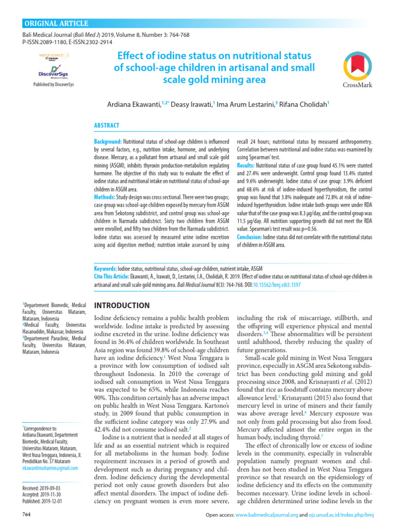 Iodine and Nutrition in School-Age Children | PDF | Calorie | Iodine