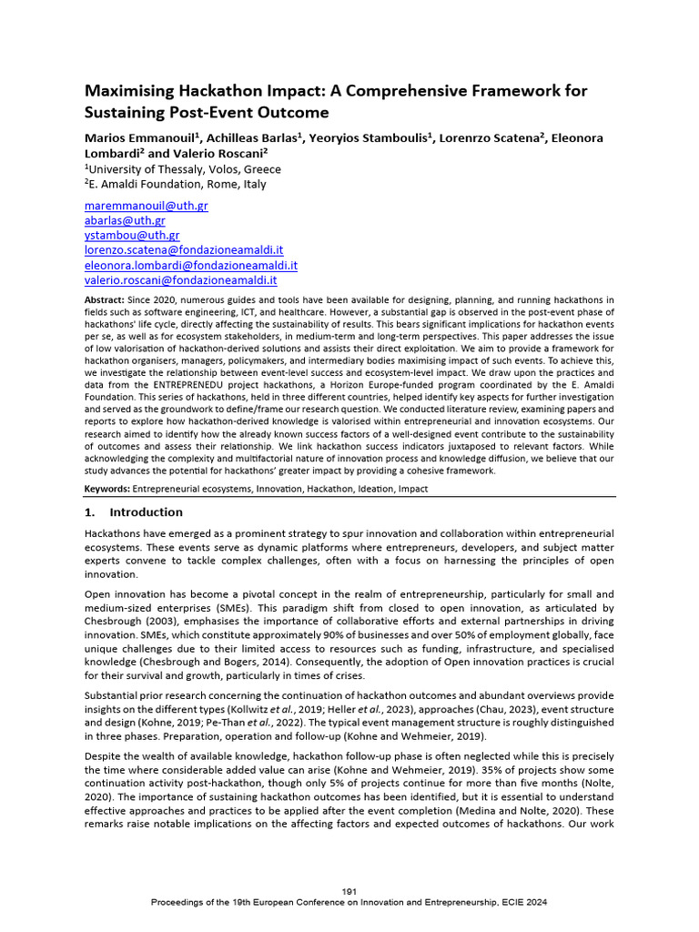 Maximising Hackathon Impact A Comprehensive Framew | PDF | Innovation ...