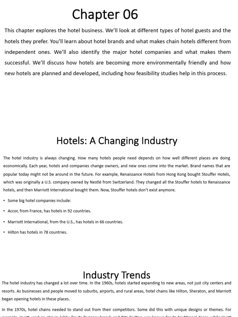 Hotel Industry Trends and Guest Types | PDF | Hotel | Resort