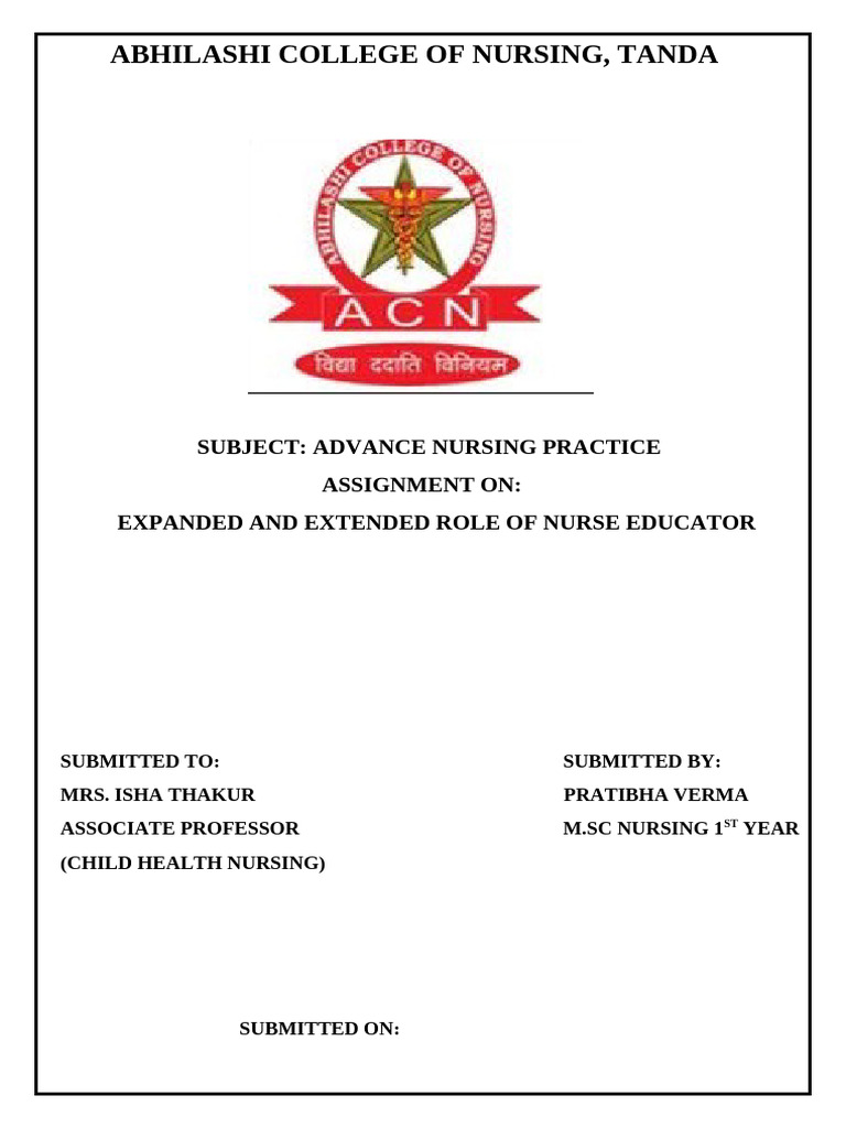 Expanded & Extended Role of Nurse Educator | PDF | Nursing | Infection