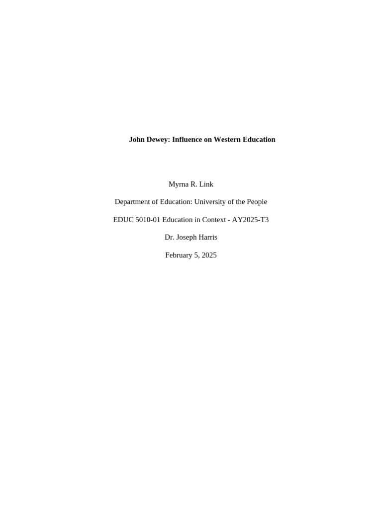 John Dewey Influence On Western Education | PDF | John Dewey | Learning