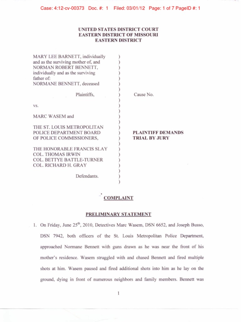 Police Misconduct Case: Bennett v. Wasem | PDF | Damages | Punitive Damages
