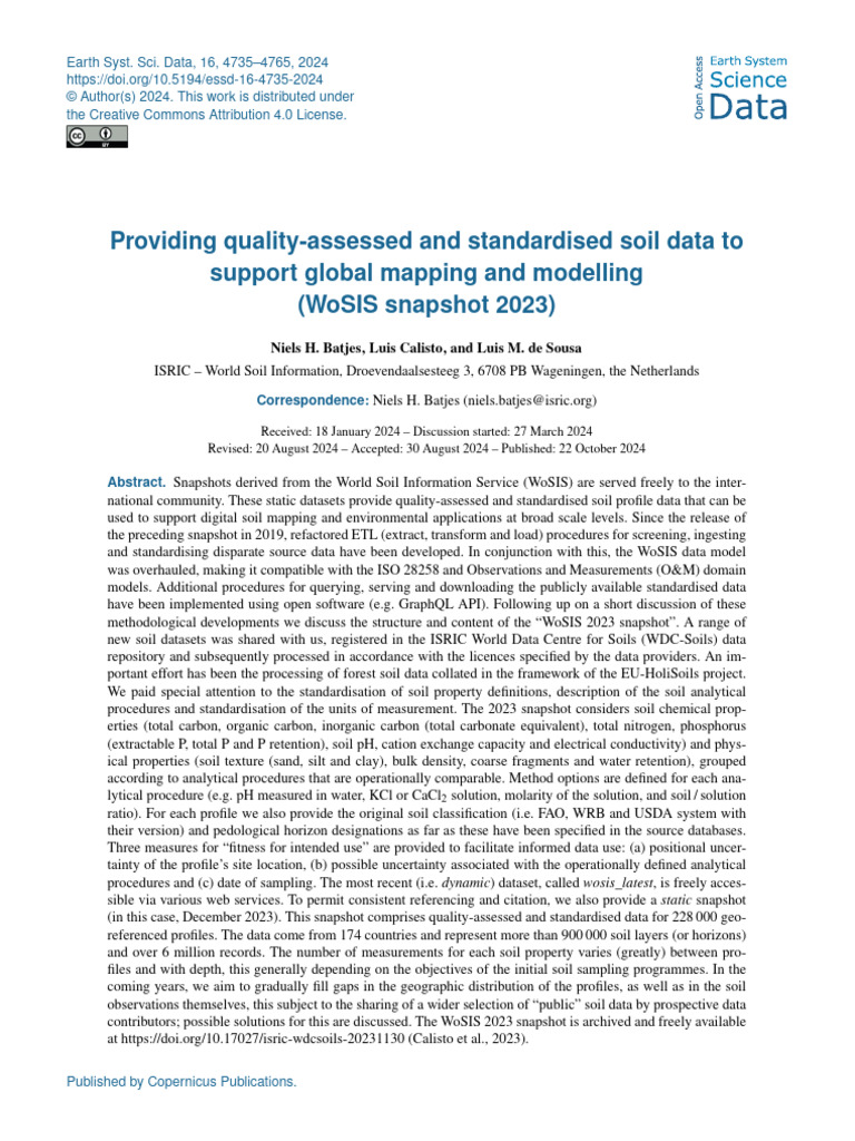 Standardized Soil Data for Global Mapping | PDF | Soil | Databases
