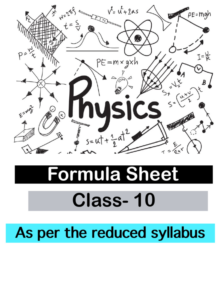 Class 10 Physics Formula Sheet by Kriti | PDF