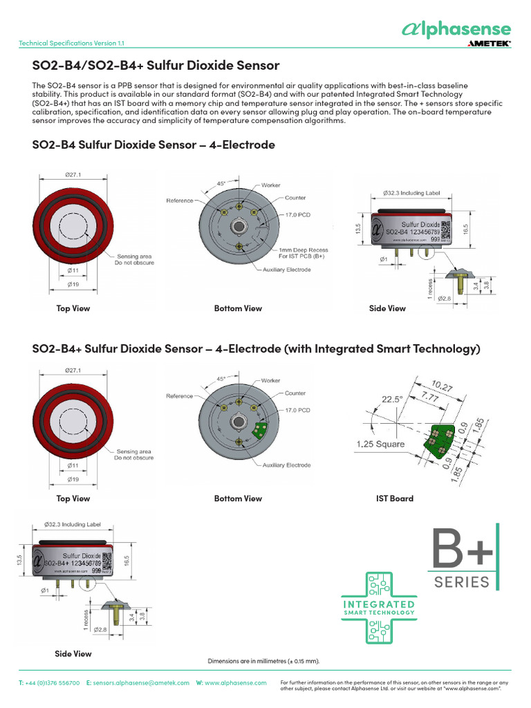 SO2-B4 Sensor Technical Specifications | PDF | Sensor | Calibration