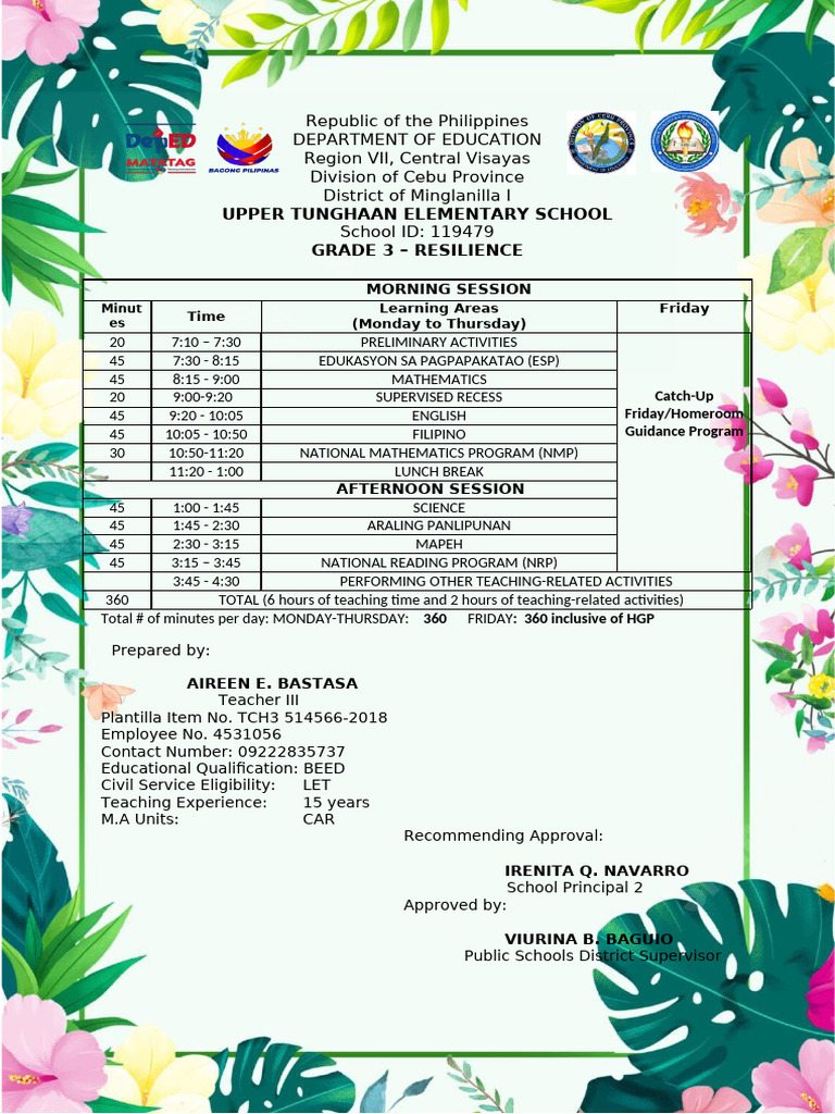 class-program-GRADE-FOR-MATATAG-1 | PDF | Educational Organizations ...