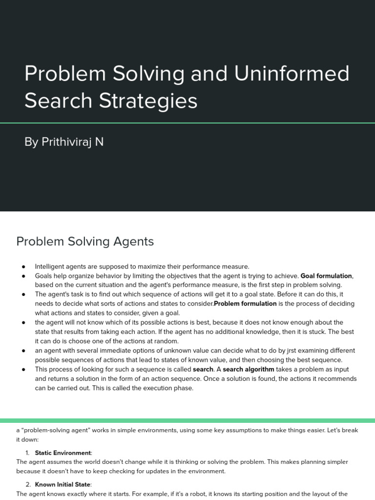 Problem Solving and Uninformed Search Strategies | PDF | Theoretical ...